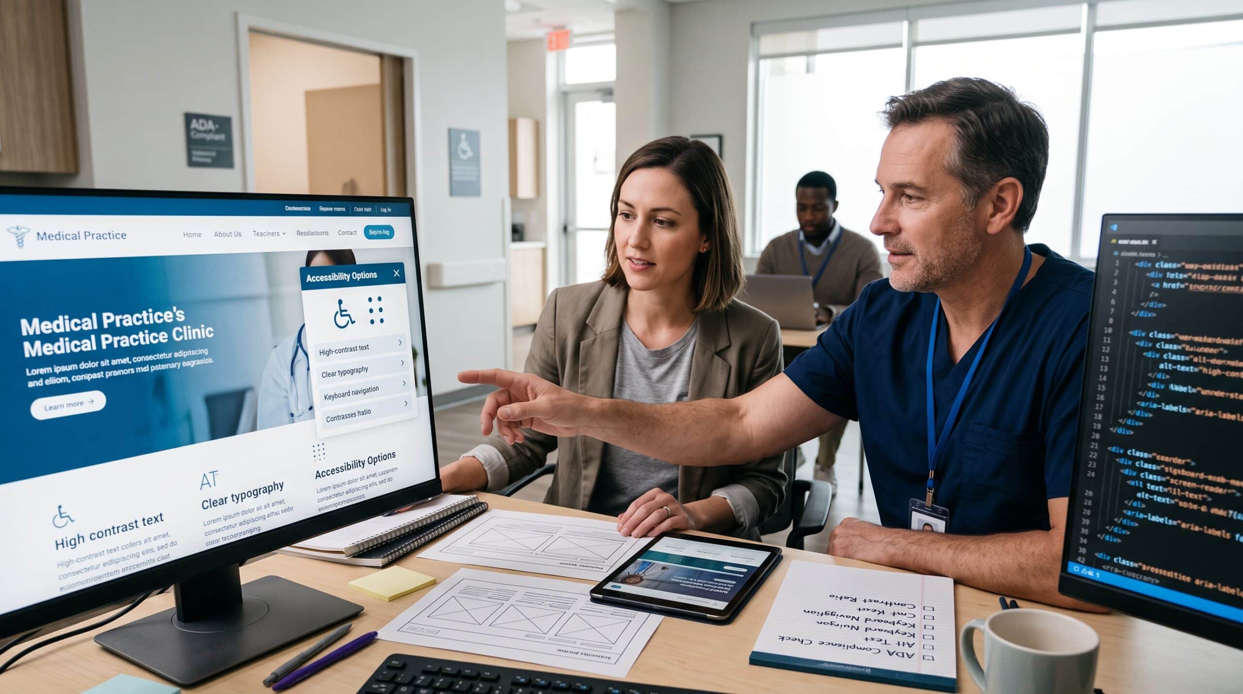 ADA-compliant website for healthcare practice showing accessibility features reviewed by a web specialist.